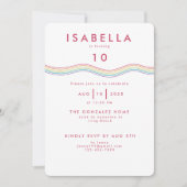 Fun Retro Rainbow Blume Geburtstag Einladung (Vorderseite)