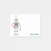 Fun Retro Robot Personalisiert Post-it Klebezettel (Vorderseite)