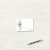 Fun Retro Robot Personalisiert Post-it Klebezettel (Auf Schreibtisch)