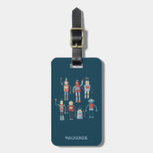 Fun Retro Robot Stil der 50er Jahre Gepäckanhänger (Vorderseite vertikal)