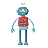 Fun Retro Roboter Niedlich dunkel Geschenkpapier Set