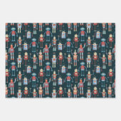 Fun Retro Roboter Niedlich dunkel Geschenkpapier Set (Vorderseite)