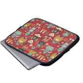Fun Retro Robots Illustriertes Muster (rot) Laptopschutzhülle (Vorne Knopf)