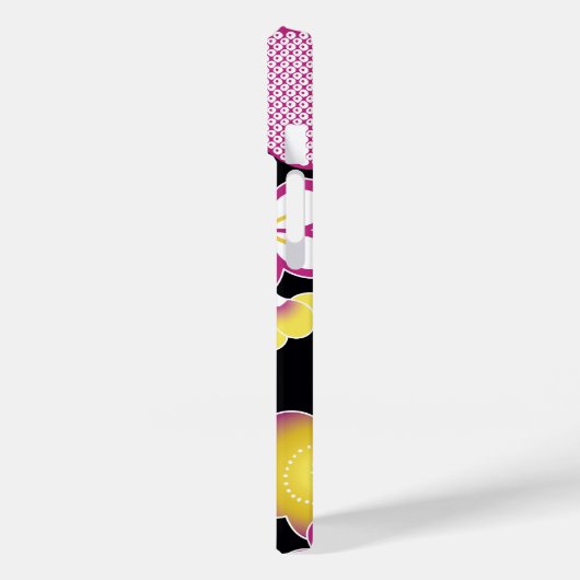 Fun Retro Rosa und gelbe Blumen Blumenmuster Case-Mate iPhone Hülle (Rückseite / Links)