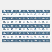 Fun Retro RV Campers in Blau und Weiß Geschenkpapier Set (Vorderseite 3)