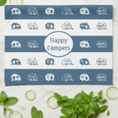 Fun Retro RV Happy Campers in Blau und Weiß Geschirrtuch (Gefaltet)