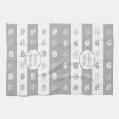 Fun Retro RV Happy Campers, Light Grau und Weiß Geschirrtuch (Horizontal)