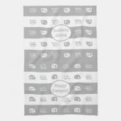 Fun Retro RV Happy Campers, Light Grau und Weiß Geschirrtuch (Vertikal)