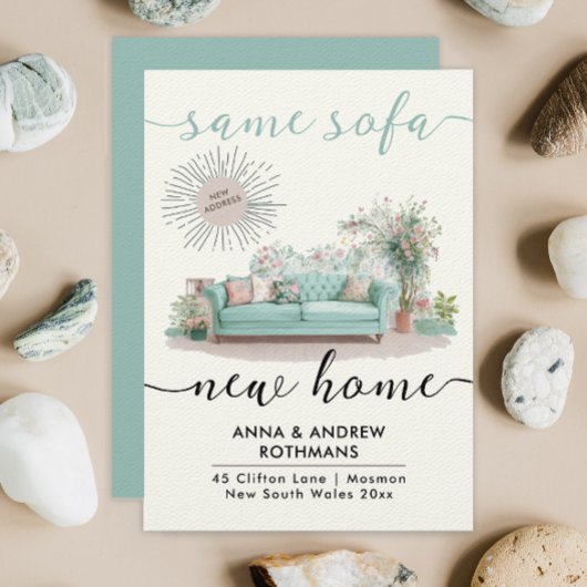 Fun Retro Same Sofa Neue Zuhause Floral Wasserfarb Ankündigung