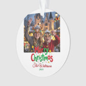 Fun Retro Script Merry Christmas Letterpress Photo Ornament (Vorderseite)