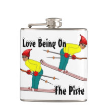 Fun Retro Skiers Liebe auf der Piste Hip Flask