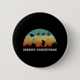 Fun Retro Style Big Foot Frohe Weihnachten Yeti Button