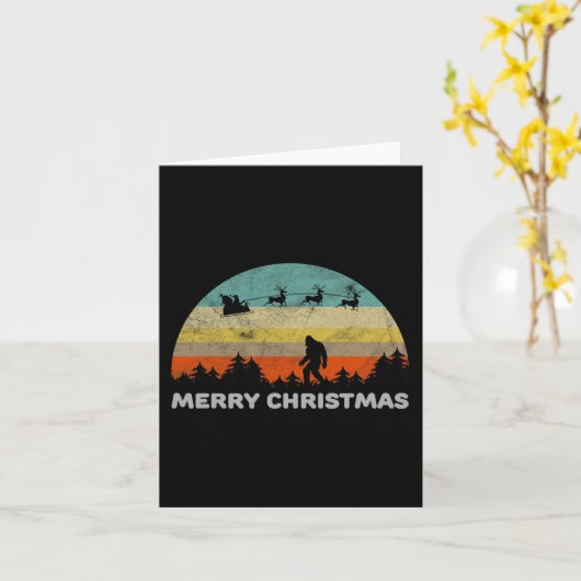 Fun Retro Style Big Foot Frohe Weihnachten Yeti Karte (Gelbe Blume)