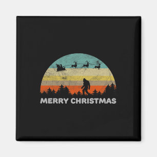 Fun Retro Style Big Foot Frohe Weihnachten Yeti Magnet