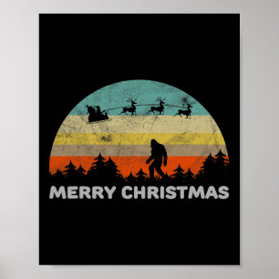 Fun Retro Style Big Foot Frohe Weihnachten Yeti Poster