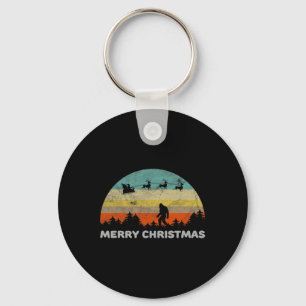 Fun Retro Style Big Foot Frohe Weihnachten Yeti Schlüsselanhänger