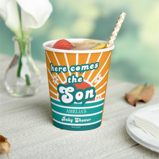 Fun Retro Sunshine Baby Dusche Pappbecher (In Situ)