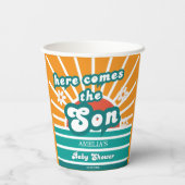 Fun Retro Sunshine Baby Dusche Pappbecher (Rückseite)