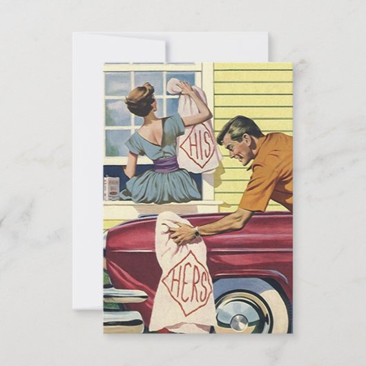 Fun Retro Sys & Hers Coupels Einladungen (Vorderseite)