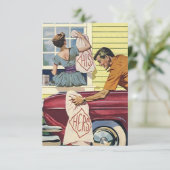 Fun Retro Sys & Hers Coupels Einladungen (Stehend Vorderseite)