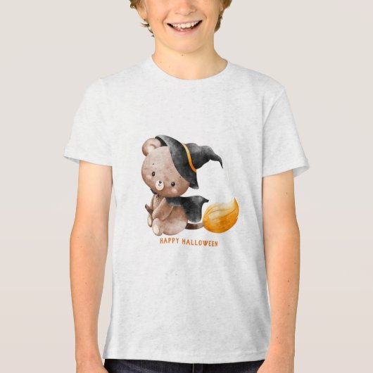 Fun Retro "Trick or Treat" Splash Halloween  Tri-Blend Shirt (Vorderseite)