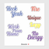 Fun Retro Typografie farbenfrohe Custom Cut Vinyl Aufkleber (Blatt)