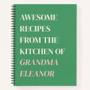 Fun Retro Typografie Rosa grünes Grandma Rezept Notizblock