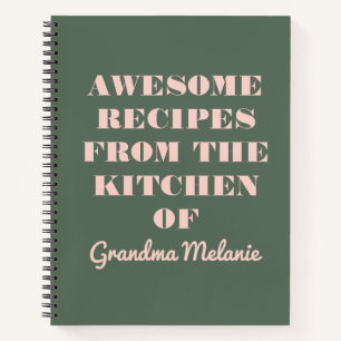 Fun Retro Typografie Rosa und grünes Oma Rezept Notizblock