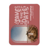 Fun Retro Typografy Foto Hochzeit Speichern Sie da Magnet (Vertikal)