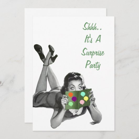 Fun Retro Überraschung Party Ankündigung Einladung (Vorne/Hinten)