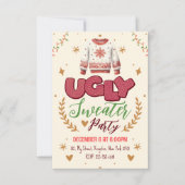 Fun Retro Ugly Sweater Weihnachts-Party Einladung (Vorderseite)
