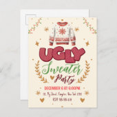 Fun Retro Ugly Sweater Weihnachts-Party Einladungspostkarte (Vorne/Hinten)