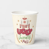 Fun Retro Ugly Sweater Weihnachts-Party Pappbecher (Rückseite)