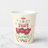 Fun Retro Ugly Sweater Weihnachts-Party Pappbecher (Vorderseite)