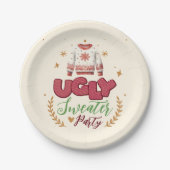 Fun Retro Ugly Sweater Weihnachts-Party Pappteller (Vorderseite)