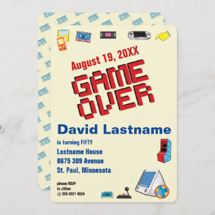 Fun Retro Video Gamer 🎮 50. Geburtstag 40. 60. Einladung