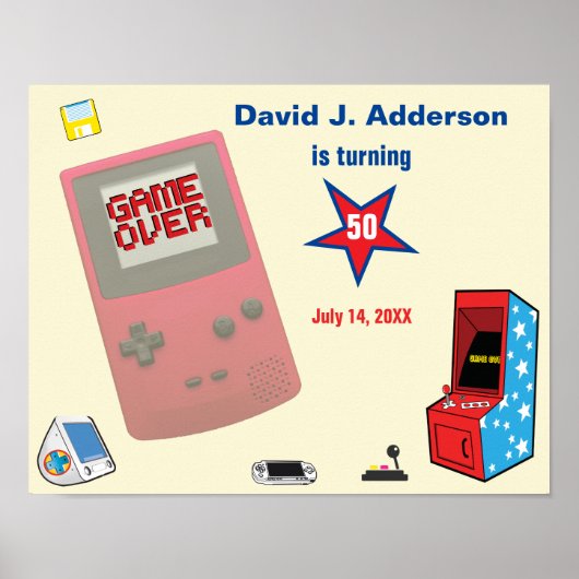 Fun Retro Video Gamer 🎮 50. Geburtstag Poster (Vorne)