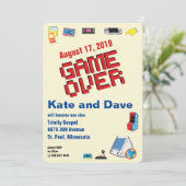 Fun Retro Video Gamer 🎮 Hochzeit Einladung (Stehend Vorderseite)