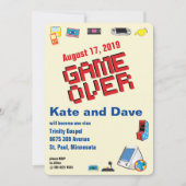 Fun Retro Video Gamer 🎮 Hochzeit Einladung (Vorderseite)