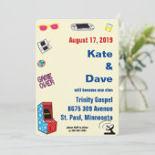 Fun Retro Video Gamer 🎮 💍 Hochzeit Einladung (Stehend Vorderseite)