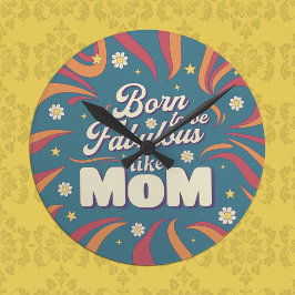 Fun Retro Vintag Psychedelic Mama Quote Typografie Runde Wanduhr