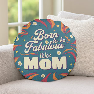 Fun Retro Vintag Psychedelic Mama Quote Typografie Rundes Kissen