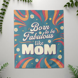 Fun Retro Vintag Psychedelic Mama Quote Typografie Wandteppich