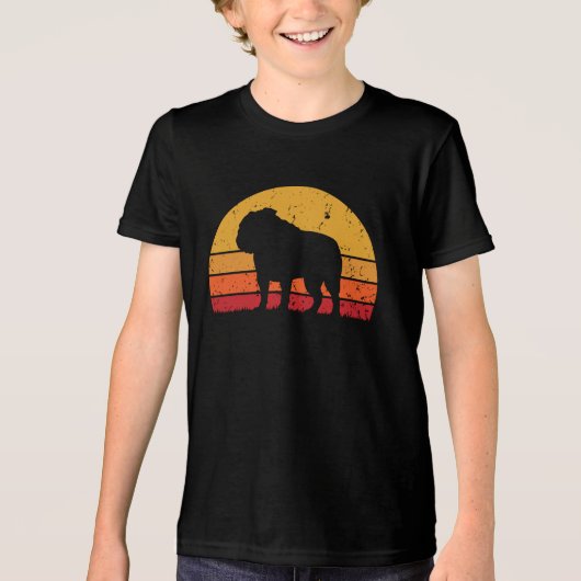 Fun Retro Vintag Sunset Bulldog Tri-Blend Shirt (Vorderseite)