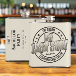 Fun Retro Vintage monochrome Groom Bachelor Party Flachmann