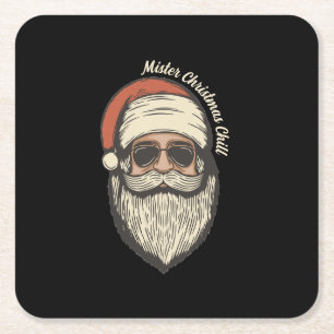 Fun Retro Vintage Sonnenbrille Weihnachten Rechteckiger Pappuntersetzer