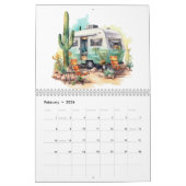 Fun Retro Wasserfarben Wohnwagen Kalender (Feb 2026)
