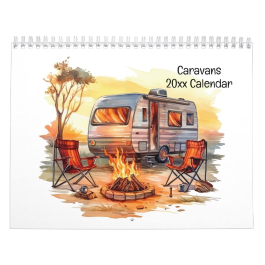 Fun Retro Wasserfarben Wohnwagen Kalender (Titelbild)