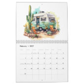 Fun Retro Wasserfarben Wohnwagen Kalender (Feb 2027)