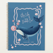 Fun Retro Wavy Blue Whale Pink Gum Blasen Planer (Vorderseite)